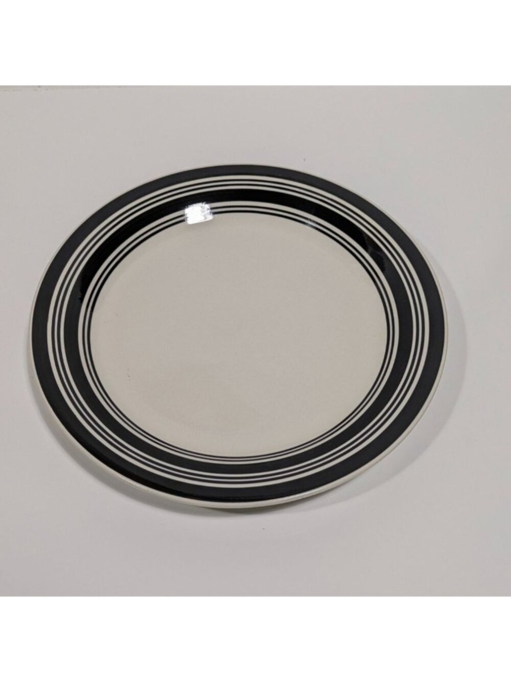Todays Home Stoneware Dinner Plate Black White Banded Design